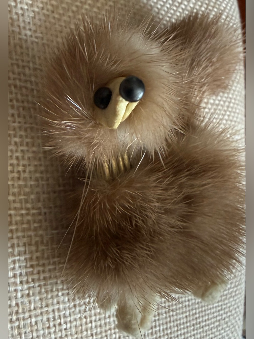 Mink Fur Fox Brooch Vintage Tan Brown - Picture 10 of 10